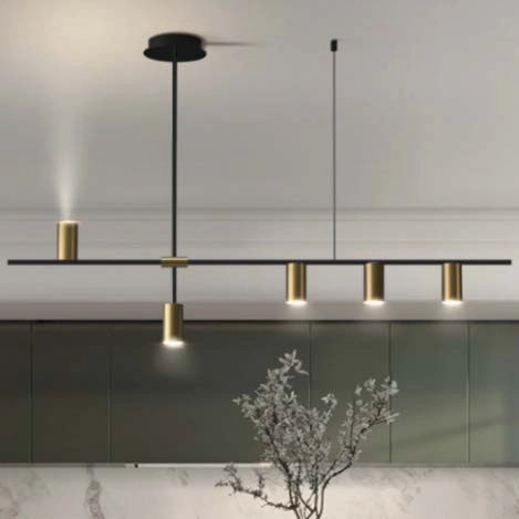 Nowoczesna lampa wisząca CGBRASSTUB do holu czarna mosiądz