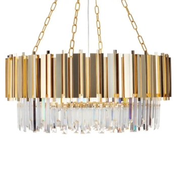 Zawieszana lampa kryształowa REA DN923-80 Step łańcuchy crystals złoty