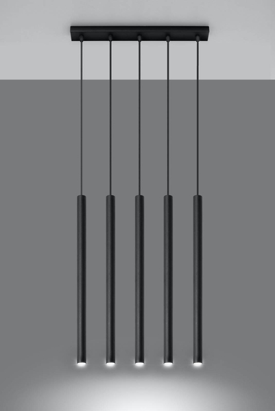 LAMPA wisząca Pastelo SL.0472 Sollux metalowa listwa zwis tuby sople czarne