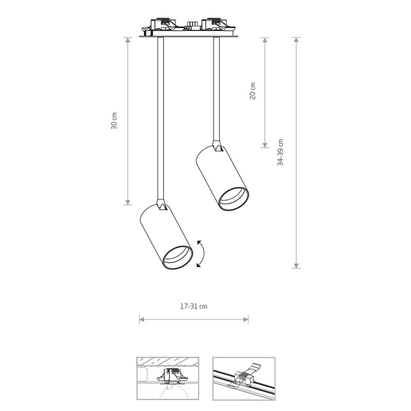 Biała lampa podtynkowa Mono 7678 minimalistyczna z regulacją