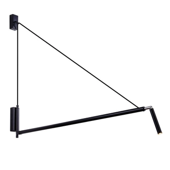 Kinkiet LAMPA minimalistyczna NURH 9019 Shilo metalowy kinkiet na wysięgniku tuba czarna