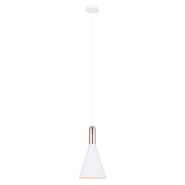 Wisząca LAMPA loft KHALEO MDM-3030/1 W+COP Italux metalowa OPRAWA industrialny ZWIS stożek miedź biały