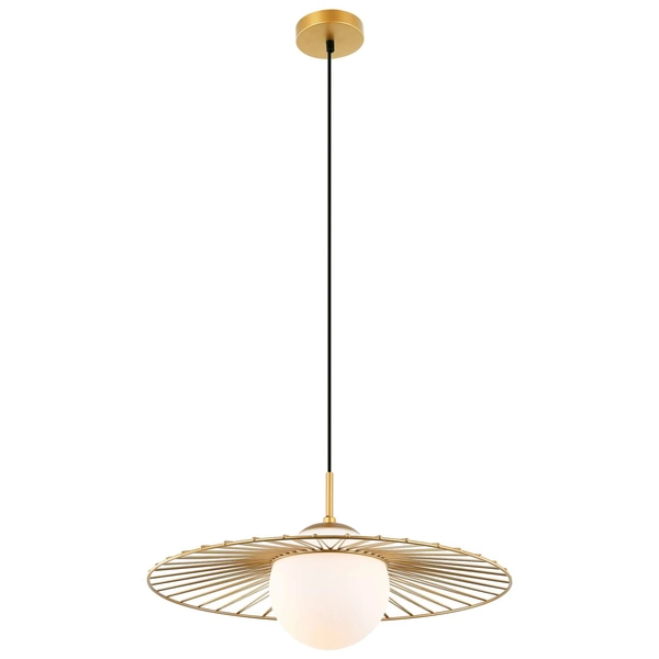 LAMPA wisząca SALLY MDM-4003/1 GD Italux druciana OPRAWA szklana kula ball ZWIS loft złoty biały