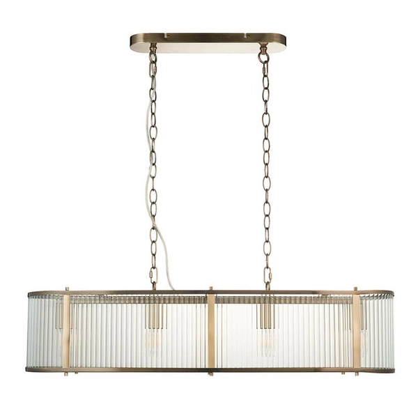 Wisząca lampa nad stół Ridgeton 110945 na łańuchu szklana mosiądz