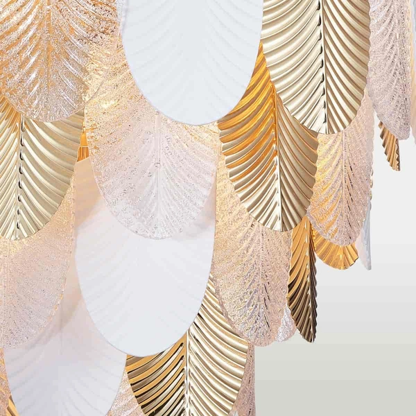 Designerska lampa wisząca do salonu Palermo P21070AU metal szkło złota