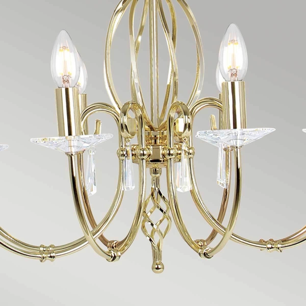 Kryształowy żyrandol świecznikowy Aegean AG8-POL-BRASS polerowany mosiądz