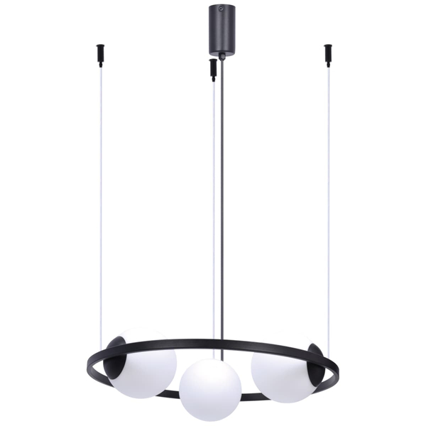 Wisząca lampa jadalniana ORBIT 5004 Zumaline balls ring czarna biała