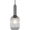 LAMPA wisząca ANTIOLA PND-5588-1M-SC+CL Italux plisowana OPRAWA szklany zwis nikiel przezroczysty