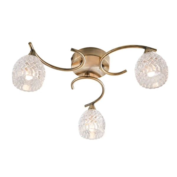 Sufitowa lampa do salonu szklana Boyer BOYER-3AB mosiądz przezroczysty