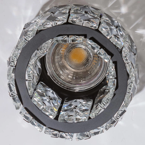 Okrągła lampa podstropowa Ester AZ4176 crystal do salonu czarna