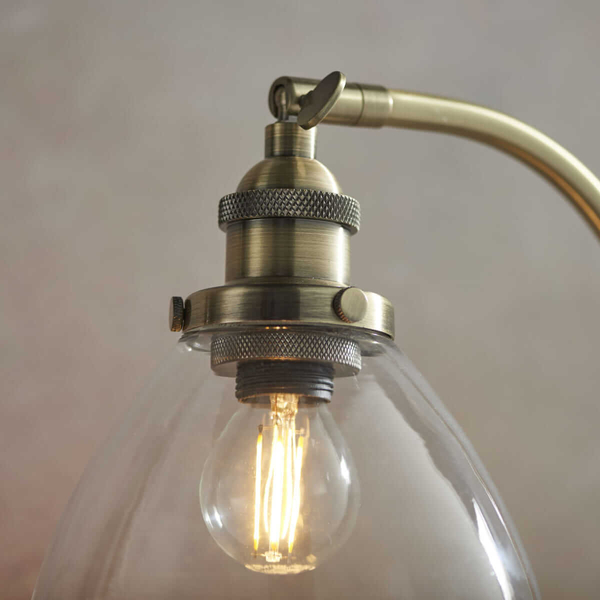 Stołowa lampka na biurko Hansen 77859 Hanson Endon szklana mosiądz