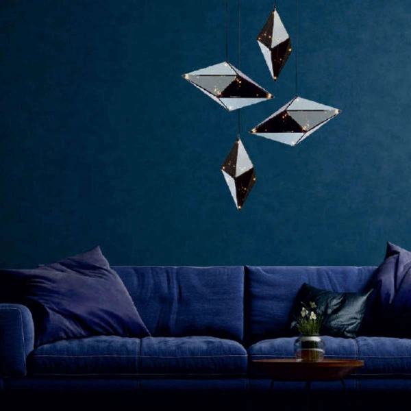 LAMPA wisząca KONSTELACJA LP-056/1P BK Light Prestige geometryczna OPRAWA szklany ZWIS przydymiona czarna