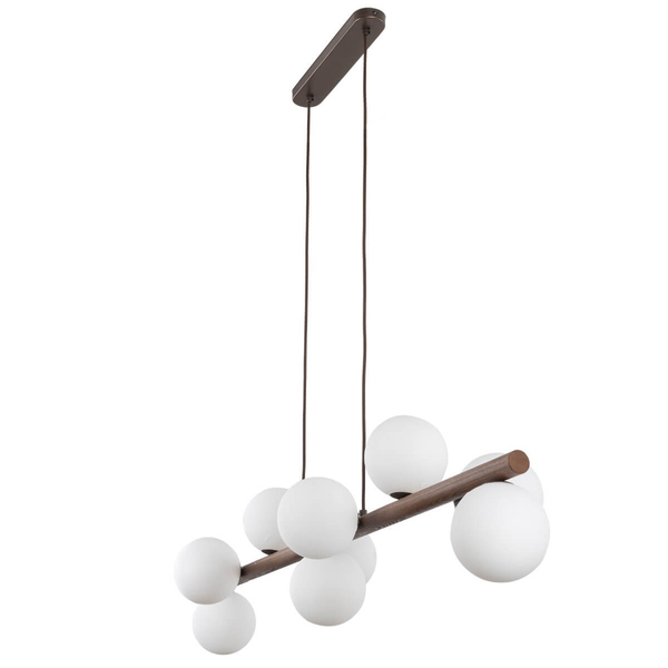 Lampa wisząca do salonu Estera 10273 bubbles belka drewniana biała