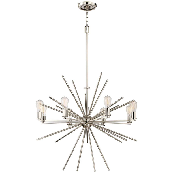 Wisząca LAMPA żyrandol CARNEGIE QZ-CARNEGIE8-IS Elstead QUOIZEL metalowa OPRAWA zwis pręty sticks industrialne srebrne