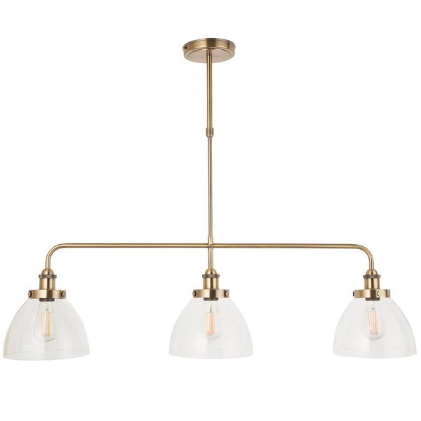 Sufitowa lampa potrójna Hansen 103014 szklana metalowa mosiądz