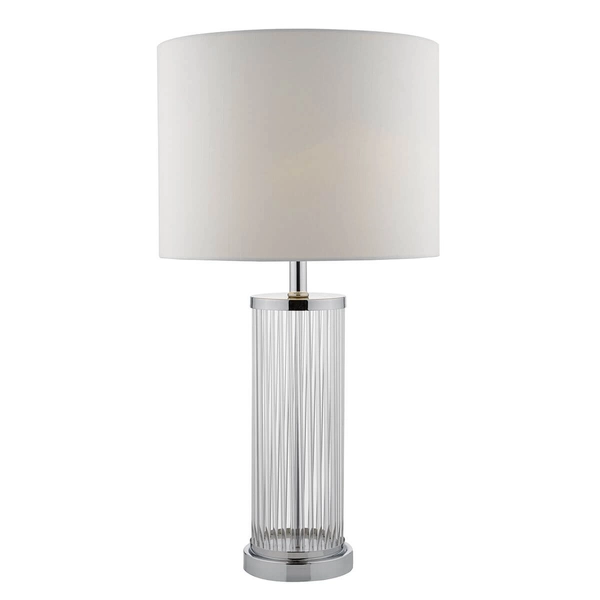 Lampka nocna szklana Olalla OLA4350-X z abażurem biała chrom
