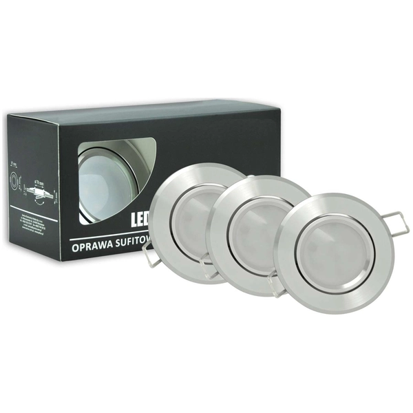 Wpuszczane LAMPY sufitowe SUN OLAL 305268 Polux zestaw 3 OPRAW podtynkowych LED 10,5W 3000K do zabudowy srebrne