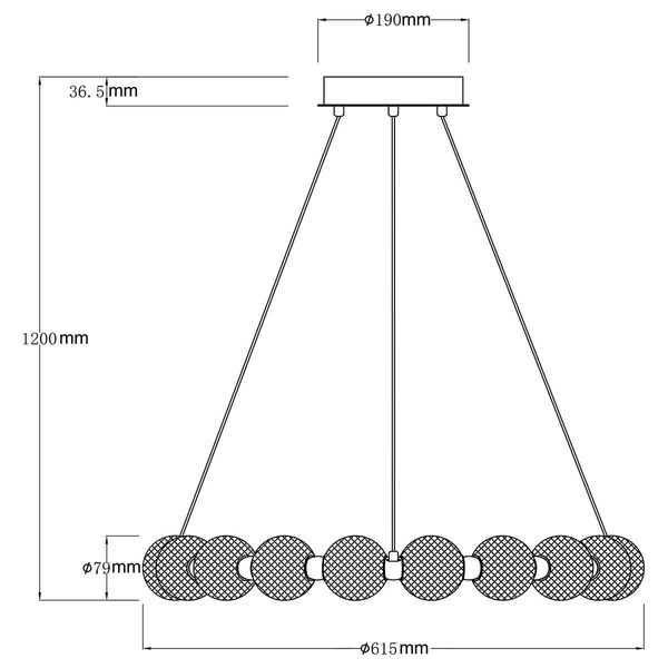 Okrągła wisząca lampa Diamond LP-2202/18P GD Light Prsetige szklana złota