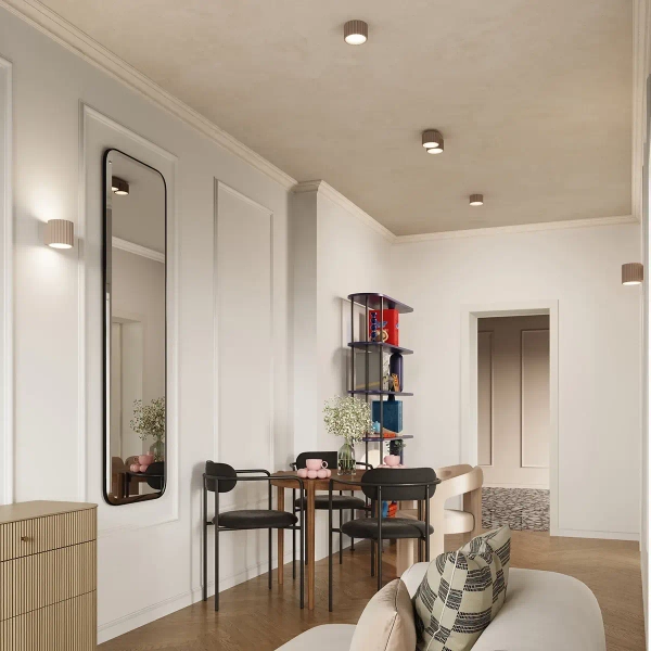 Okrągły plafon do salonu AURA SL.1817 ryflowany beżowy