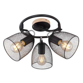 Lampa nasufitowa Josina 54034-3 z regulacją czarna drewno
