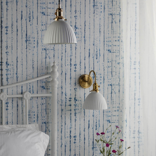Ceramiczna lampa wisząca Hadano HAD0140-09 mosiądz biały
