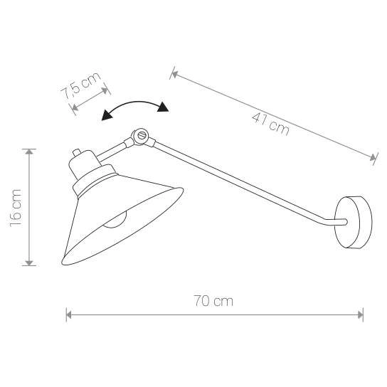 Kinkiet LAMPA ścienna TECHNO 9145 Nowodvorski metalowa OPRAWA industrialna na wysięgniku czarna biała