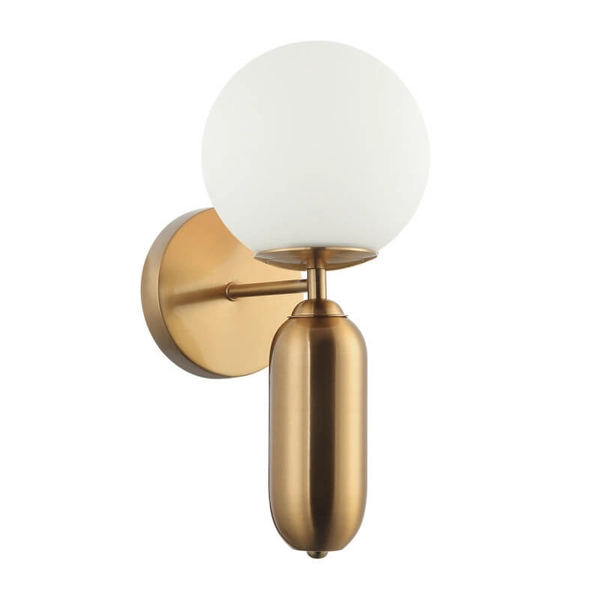 Loftowa lampa ścienna Aldeva kinkiet kula mosiądz biała