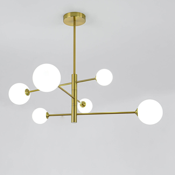 Loftowa LAMPA sufitowa DORADO LP-002/6P Light Prestige metalowa OPRAWA szklane kule plafon molekuły złote białe