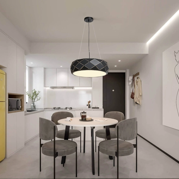 LAMPA wisząca REUS LP-8069/1P BK Light Prestige metalowa OPRAWA geometryczna zwis okrągły czarny