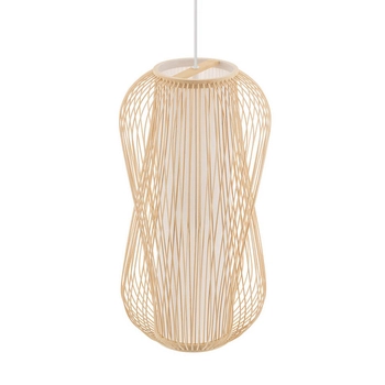 Zwisająca lampa Puket 11162 gniazdo japandi cage bambusowa metalowa biała