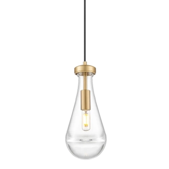 Lampa wisząca kropla art deco MEMPHIS mosiężna szklana metalowa E14 1-punktowa P01128BR