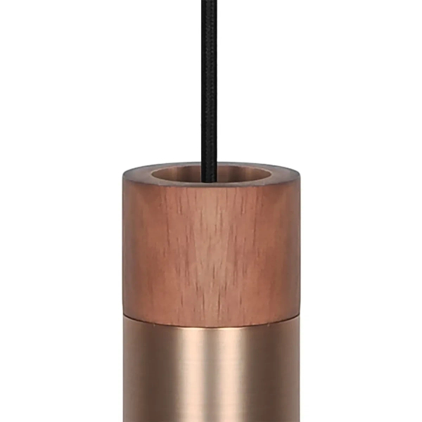 Salonowa lampa wisząca Tilo 2410453035 tuba drewniana mosiądz