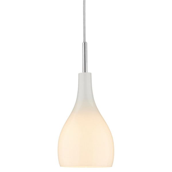 Wisząca lampa szkło nad stół biała chrom Soho OUTLET