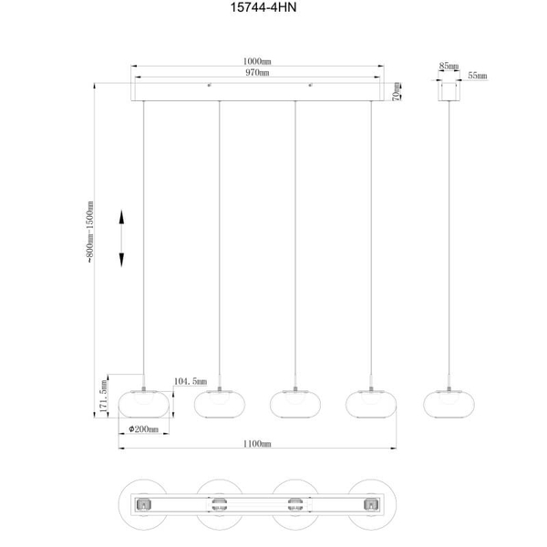 Molekułowa lampa wisząca nad stół Quintara 15744-4HN LED 24W 3000K nikiel