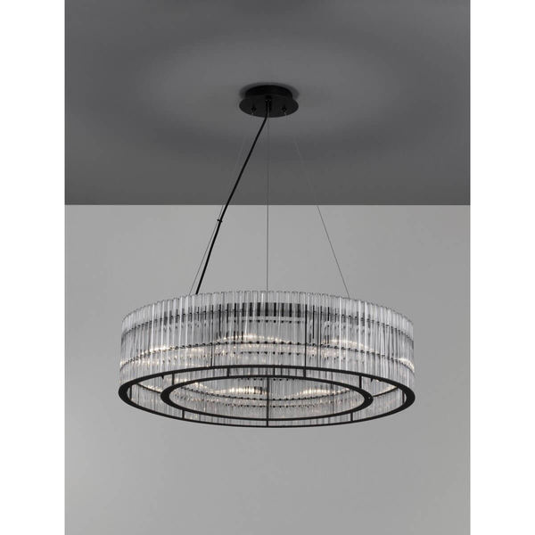 Liniowa lampa wisząca Actun LE43343 glamour czarna przezroczysta