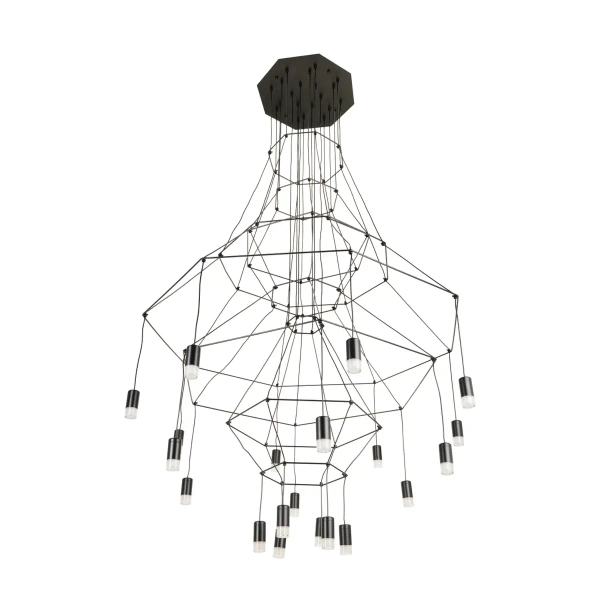 Lampa wisząca modernistyczna LINEA ST-5961-20 czarna metalowa G9 20-punktowa do salonu