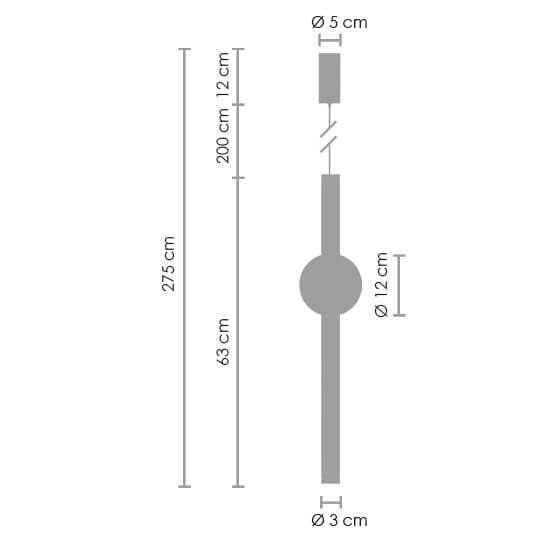 Metalowa lampa wisząca O-Line ST-1689S-BK LED 5W 3000K tuba kula czarna