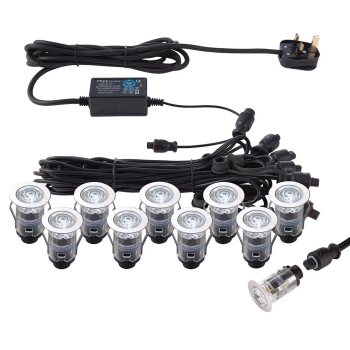 Oczka 10 szt. zestaw IKON 76615 LED 0,75W 6500K na taras IP67 srebrne