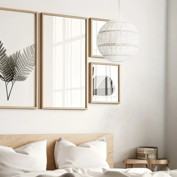 Kulista lampa wisząca Lindendale QZ-LINDENDALE-P-AWH okrągła rattan biały