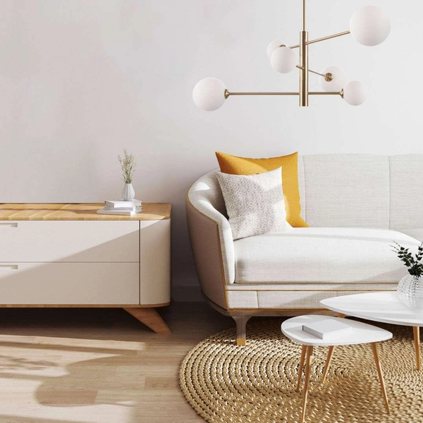 Loftowa LAMPA sufitowa DORADO LP-002/6P Light Prestige metalowa OPRAWA szklane kule plafon molekuły miedziane białe