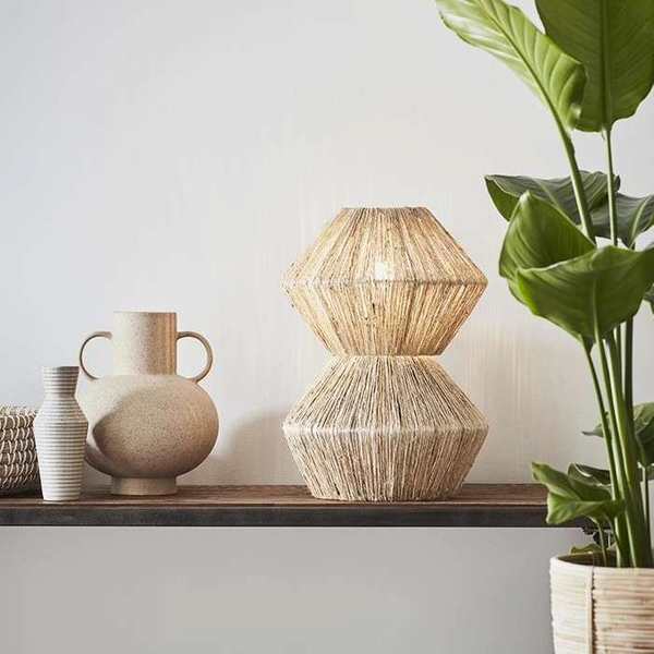 Dekoracyjna LAMPA stołowa STRAW 107983 Markslojd stojąca LAMPKA ratanowa na biurko ekologiczna brązowa biała