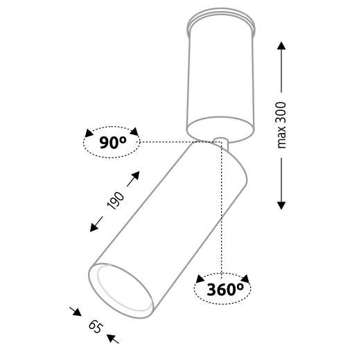 Spot LAMPA sufitowa SHIMA 2202 Shilo metalowa tuba OPRAWA regulowana do łazienki okrągła czarna