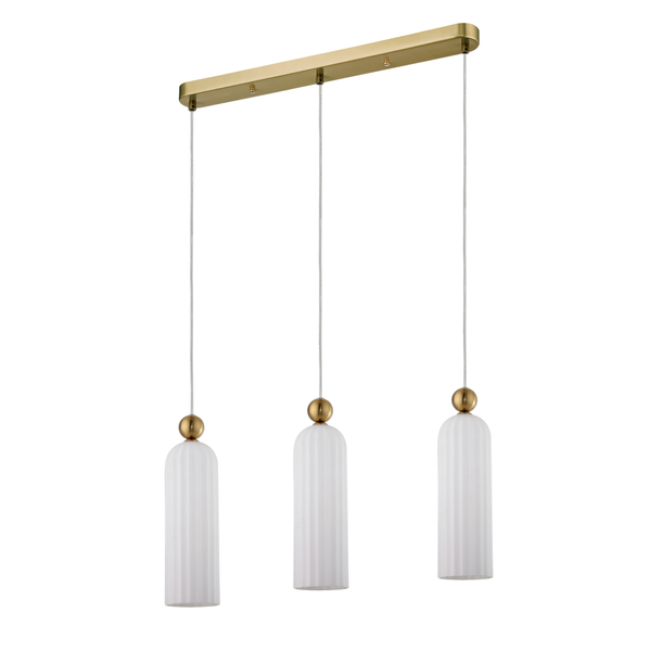 Biały zwis Piega trzypunktowa podłużna lampa sypialniana