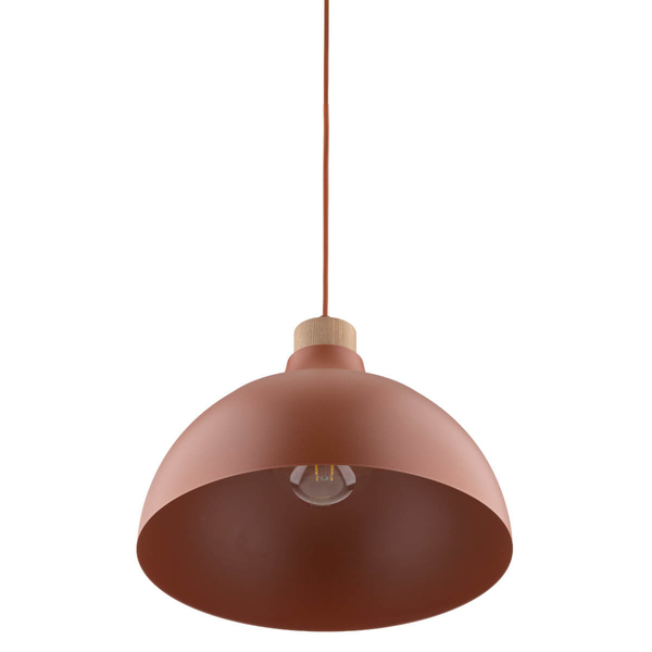 Wisząca lampa do jadalni Cap 6927 zwis nad stół kopuła drewniany ceglany
