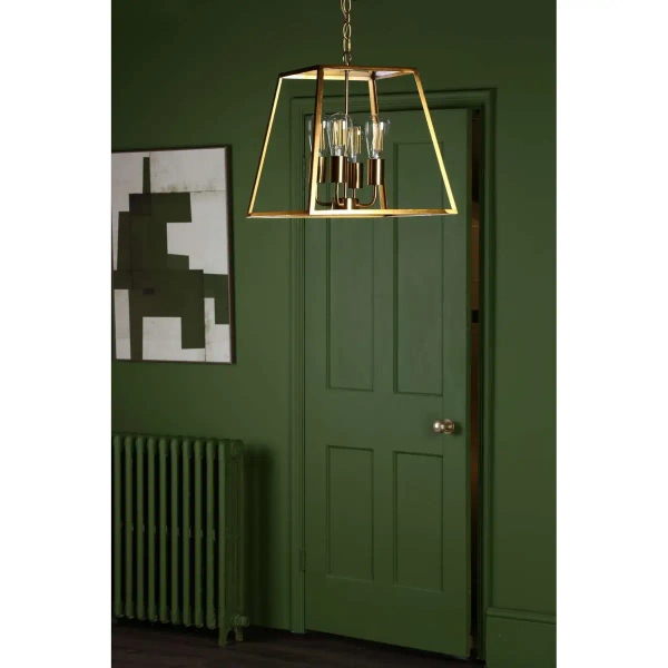 Łańcuchowa lampa wisząca Academy ACA8635 szklana metalowa mosiądz