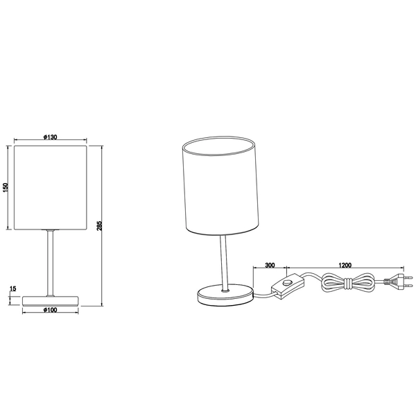 Abażurowa lampka nocna Jerry R50491011 stojąca do sypialni srebrna