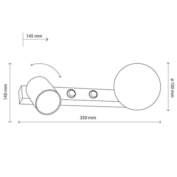 Naścienna lampa regulowana Vox 10148 bubble tubka czarna biała