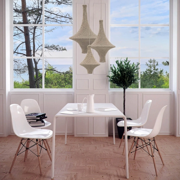 Lampa bawełniana zwisająca Alda 5118 Shilo do salonu dekoracyjna beżowy