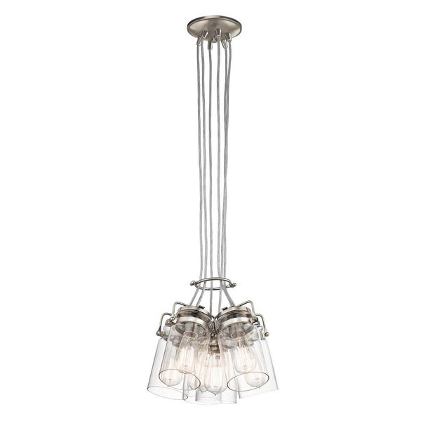 Zwisająca lampa Brinley KL-BRINLEY6-NI Kichler szklana przezroczysta nikiel