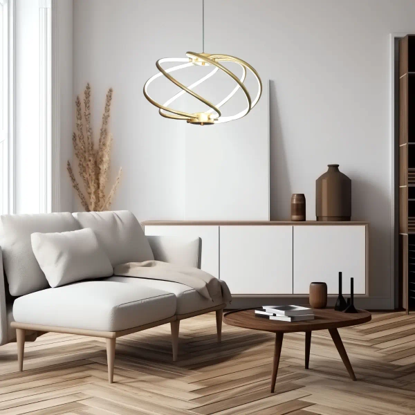 Modernistyczna lampa wisząca Kandor LP-1425/1P GD LED 45W spirala złota